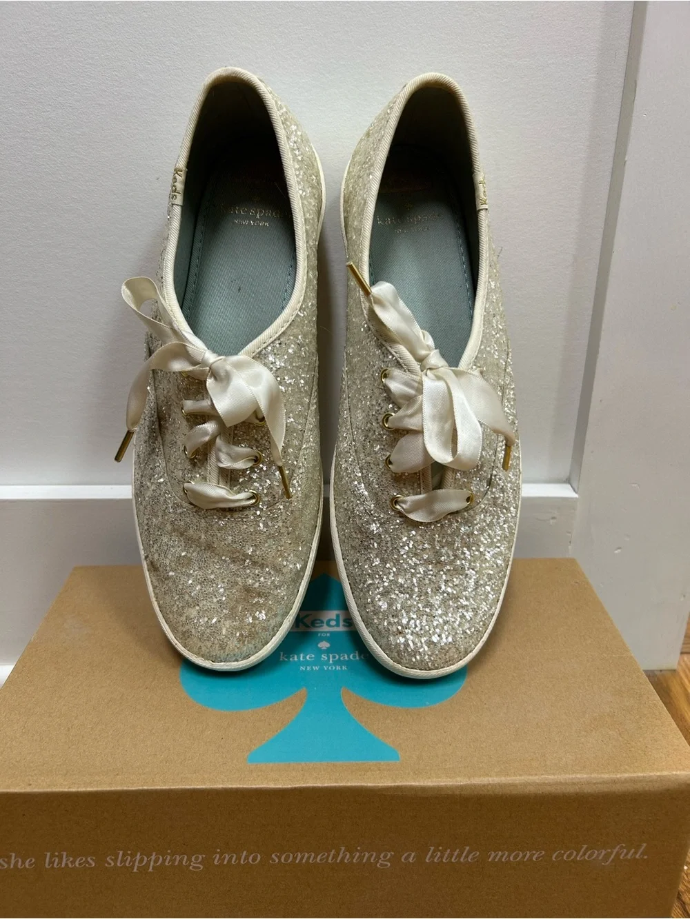 Keds for Kate Spade Glitter Cream 9.5